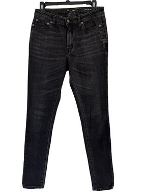 Yves Saint Laurent $1190 Washed Black Denim Jeans slim fit 29" waist mid-rise